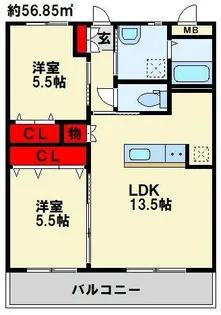 ヒルズ折尾【302号室】の間取り