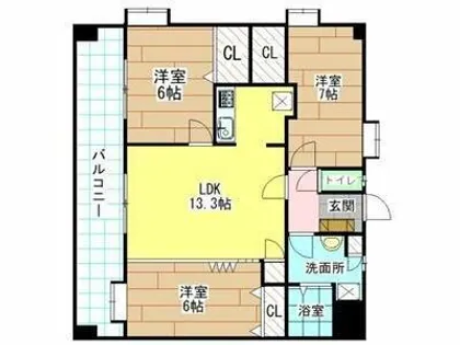 ニューリバー九工大駅前【9階】の間取り