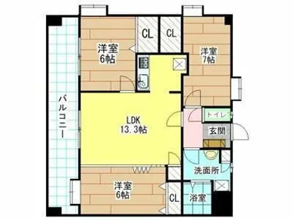ニューリバー九工大駅前【9階】の間取り
