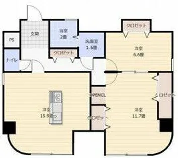 フローレスタナベ【2階】の間取り