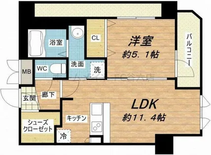 プレサンス松屋町グレース【15階】の間取り
