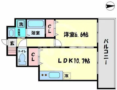 エルミタージュ難波南Ⅲ【4階】の間取り