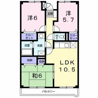 ラルジュウエスト【1階】の間取り