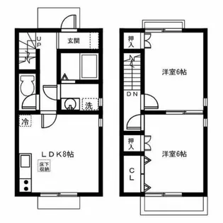 愛知県春日井市東神明町2丁目【テラスハウス】の間取り