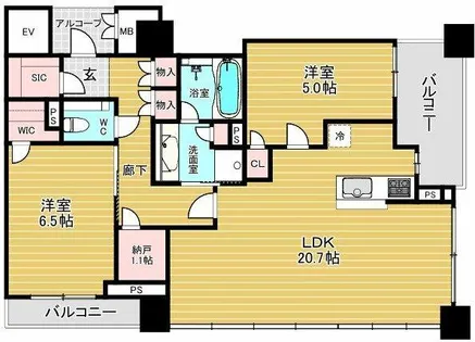 ザ・クロスシティタワー【2501号室】の間取り