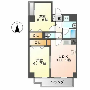 スリーウェイ金山【702号室】の間取り