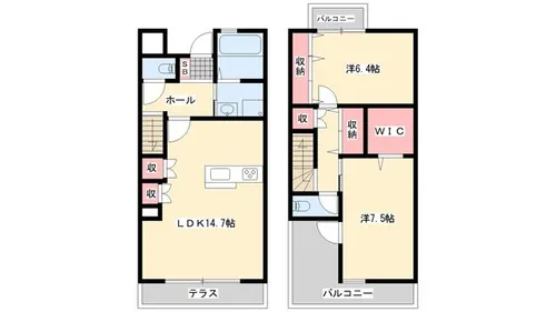 OA FLAT 西庄WESTⅠⅡ【Ⅰ-107号室】の間取り