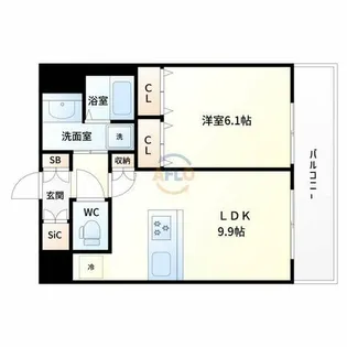 スプランディッド江坂駅前【9階】の間取り