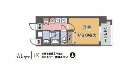 グランジュテ住吉【5階】の間取り