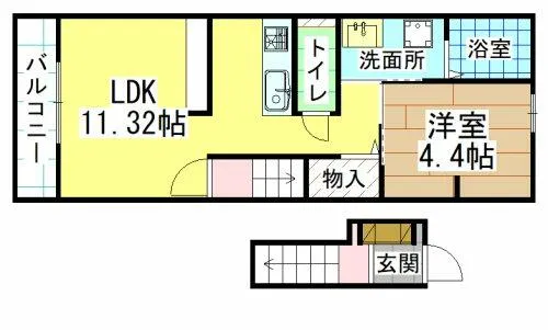 福岡県北九州市戸畑区境川1丁目【アパート】の間取り