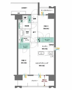 レーベン千代 THE PARK FRONT【13階】の間取り
