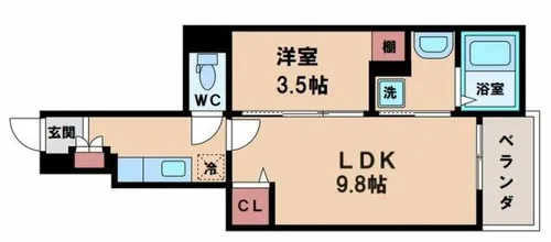 プラザ九源2【1階】の間取り