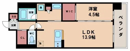 リビオ住吉駅前【13階】の間取り
