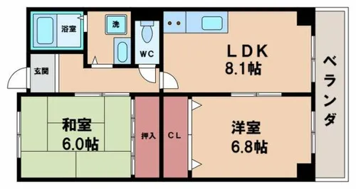 サンディグノ帝塚山【4階】の間取り