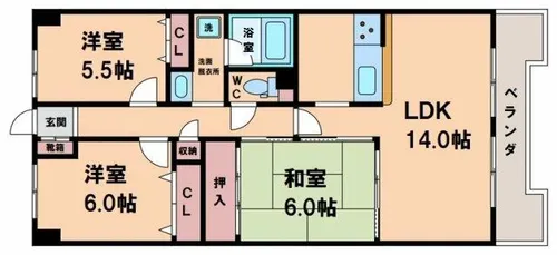 CASSIA南住吉【2階】の間取り