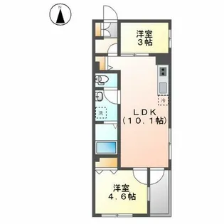 クラージュ黒川Ⅱ【3階】の間取り