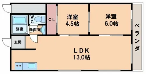 上之宮台ハイツ【4階】の間取り