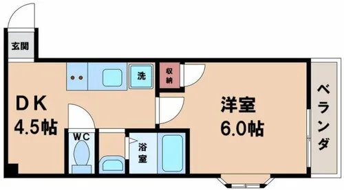 ヴェルヘル生駒Ⅰ【3階】の間取り