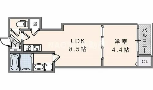 GRANDIR河内花園【201号室】の間取り