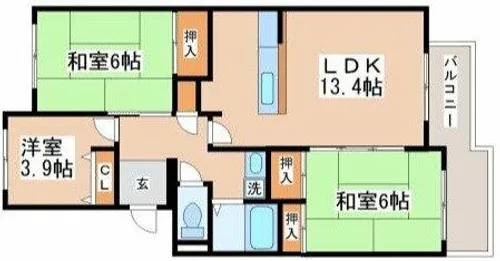 シティハイツ狩口3号棟【102号室】の間取り