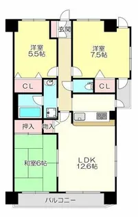 ロータリー新石切【1階】の間取り