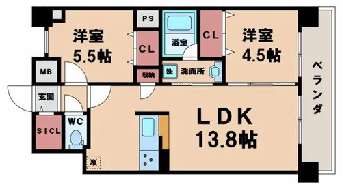 セイワパレス美章園駅前【9階】の間取り