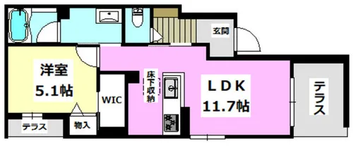 グランリュミエスタ茨木春日【102号室】の間取り