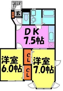 サンリットヒルC・D棟【C103号室】の間取り