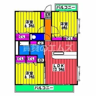 ボヌールレーベン【103号室】の間取り