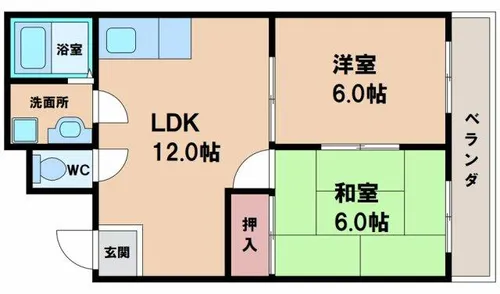 2LDKの間取り画像