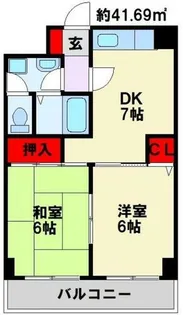 ダイナコート折尾Ⅱ【2階】の間取り