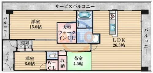 なんばセントラルプラザリバーガーデン【24階】の間取り