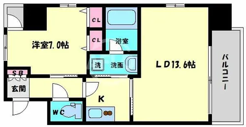 S-RESIDENCE淀屋橋【7階】の間取り