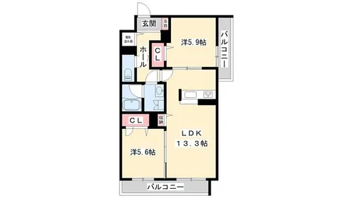 パールコート【0201号室】の間取り