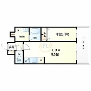 プレサンス四天王寺前夕陽ヶ丘 凛宮【13階】の間取り