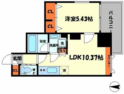 プレジオ難波ASIAN【9階】の間取り