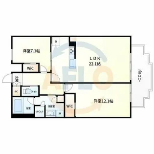 プレジオ北浜【12階】の間取り