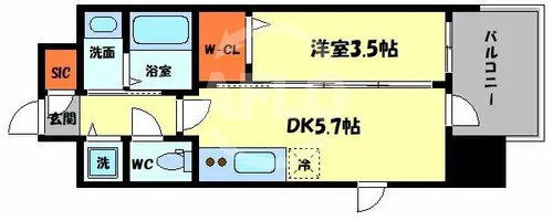 エステムコート難波Ⅶビヨンド【7階】の間取り