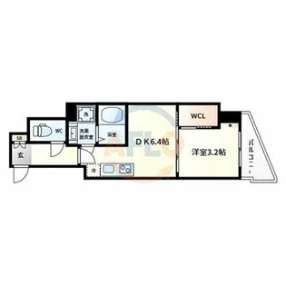 セレニテ難波ミラク参番館【3階】の間取り