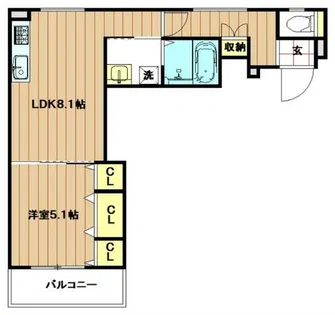 クリエオーレ横沼町【104号室】の間取り