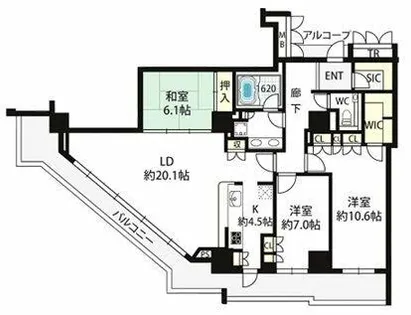 アップルタワー大阪谷町【28階】の間取り