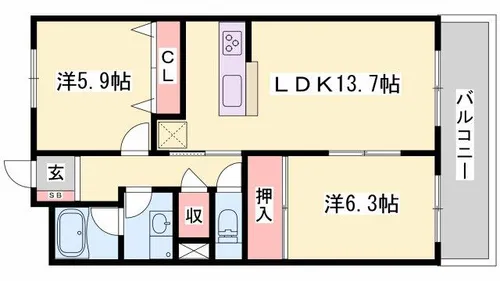 ハーモニー三幸Ⅱ【108号室】の間取り