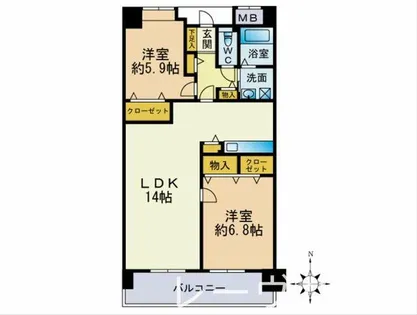 福岡県福岡市東区筥松2丁目【マンション】の間取り