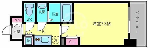 レジュールアッシュ天王寺【3階】の間取り