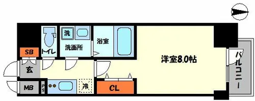 MELDIA CREST TAPP NAMBA-WEST【6階】の間取り
