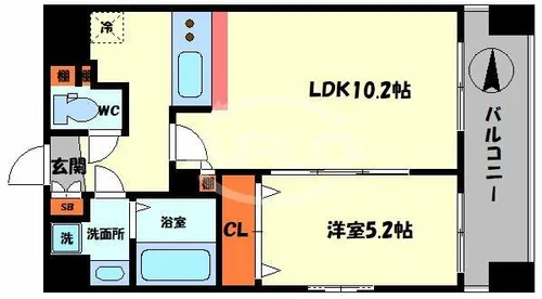 ラムール難波西【3階】の間取り