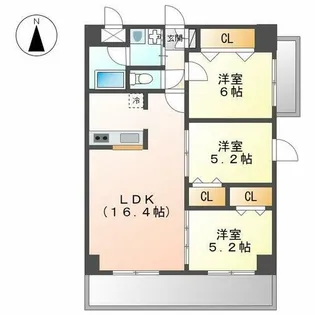 カーサビアンカ黒川【8階】の間取り