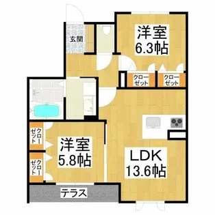 シャーメゾン竹城庵【1階】の間取り