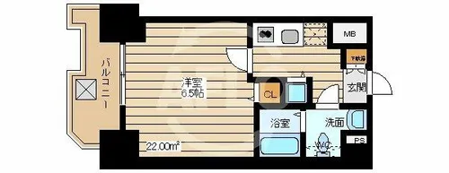 プレサンス難波EASTモダニティ【15階】の間取り