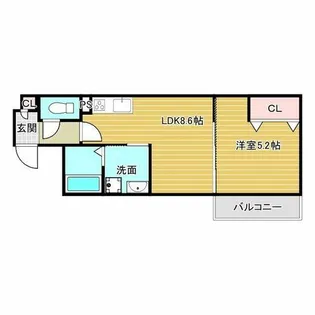 クリエオーレ一津屋Ⅱ【3階】の間取り